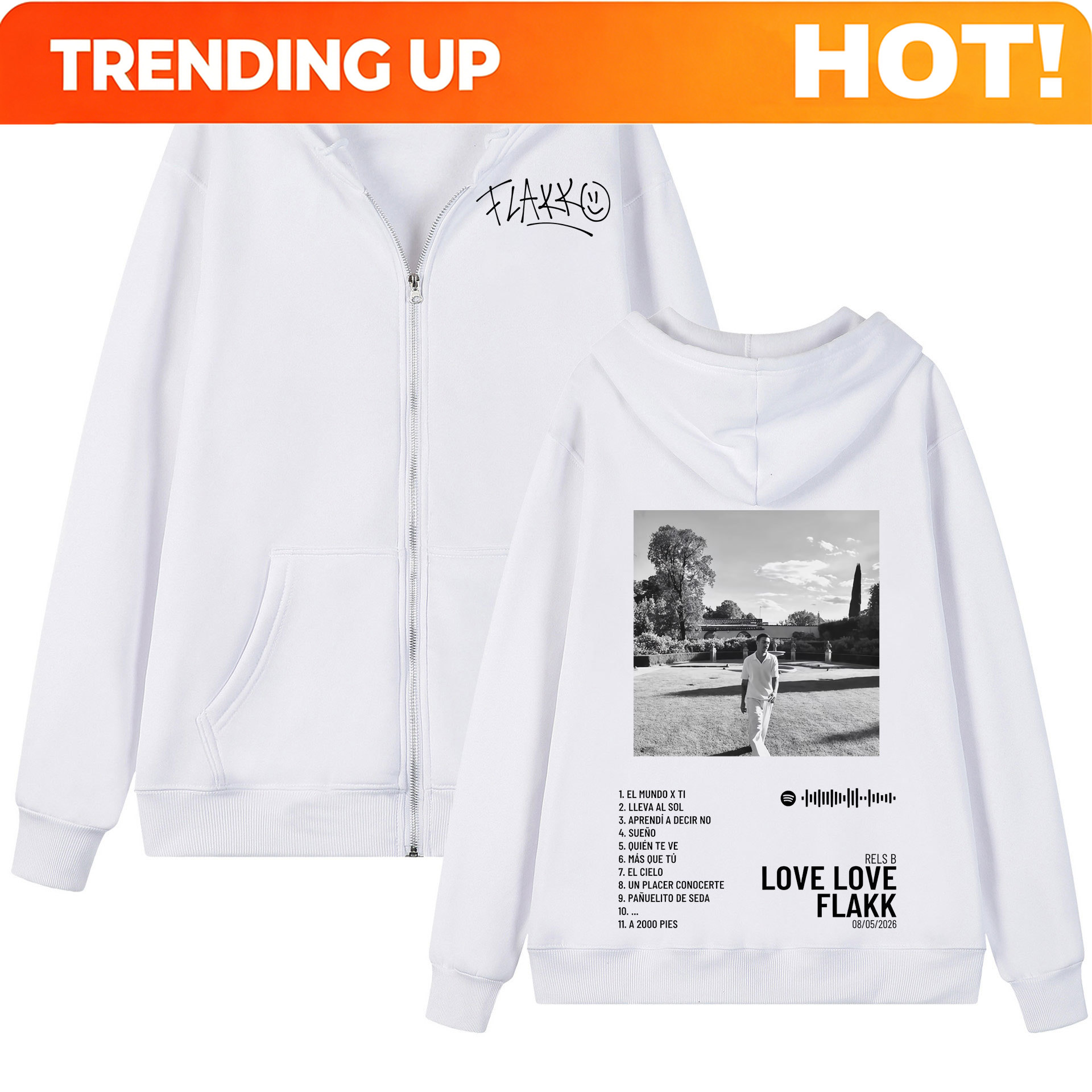 Mens Fashion Zip Up Hoodies - ラッパー Rels B Love Love Flakk