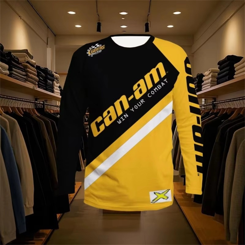Men'S Fashion T Shirts - バイクレース用長袖ラウンドネックTシャツ、男女兼用、ファッショナブルなCan Amチーム長袖Tシャツ、スポーツメンズウェア