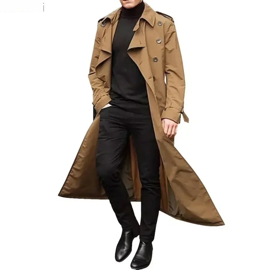 メンズロングトレンチコートジャケットファッションエレガントな - Men'S Fashion X のレビューと価格