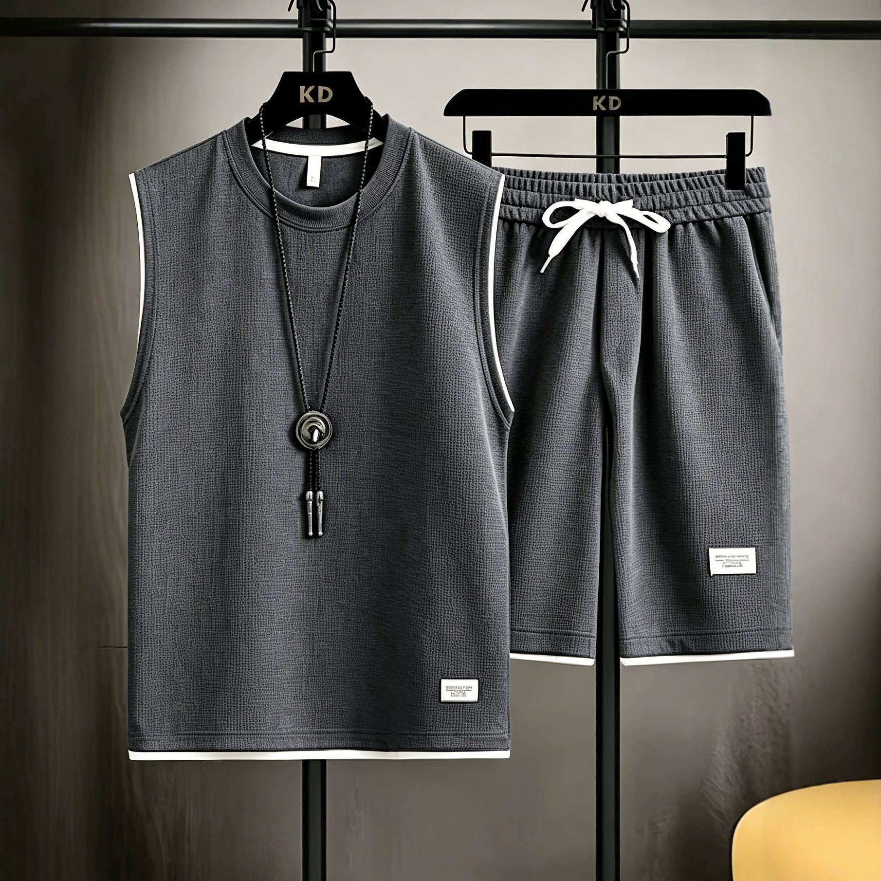 夏用メンズベストセット 高品質ジムジョギングスポーツウェアセ - Mens Fashion Summer のレビューと価格