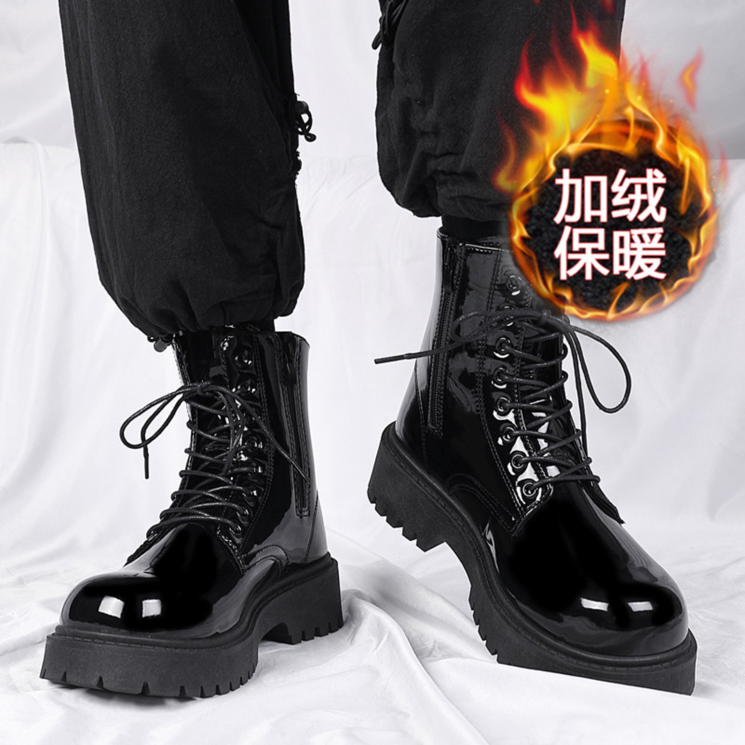 メンズ暖かいプラッシュハイカットブーツ、冬用ソフトソール滑り - Men'S Fashion News のレビューと価格