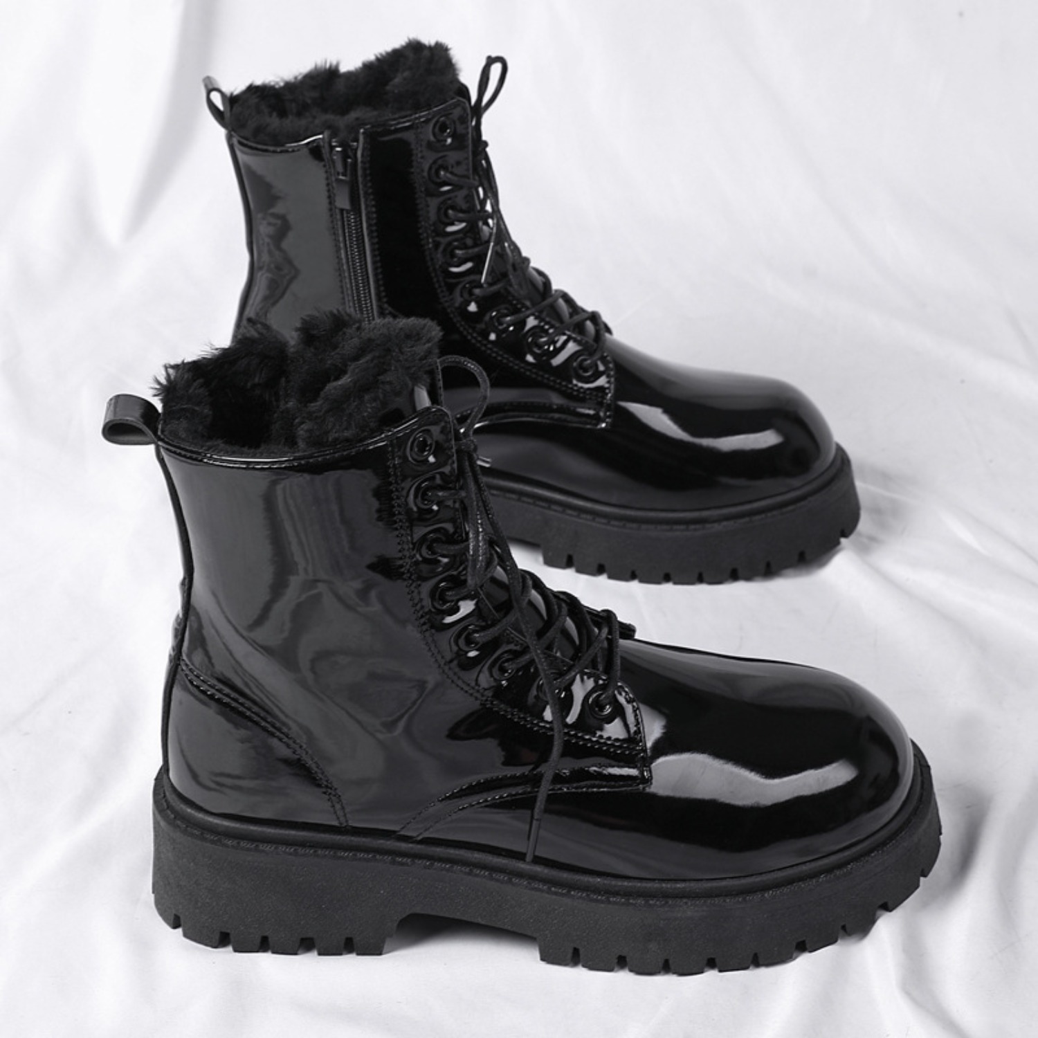 メンズ暖かいプラッシュハイカットブーツ、冬用ソフトソール滑り - Men'S Fashion News のレビューと価格