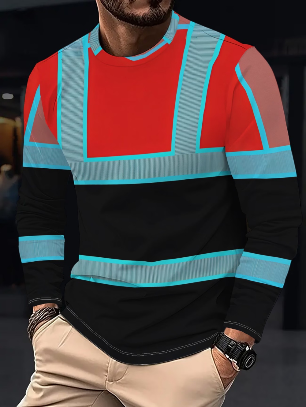 Y2Kメンズ ネオングリーン ブラック カラーブロック 3D - Mens Fashion Summer のレビューと価格