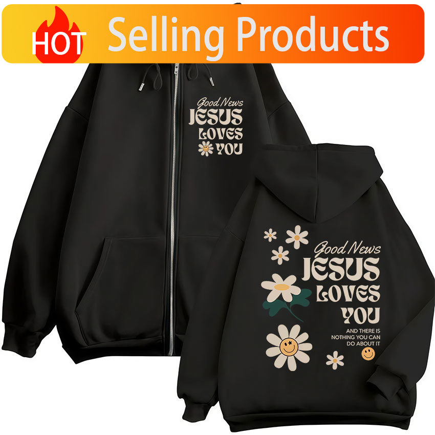 朗報です、イエスはあなたを愛しています クリスチャンジッパー - Mens Fashion Zip Up Hoodies のレビューと価格
