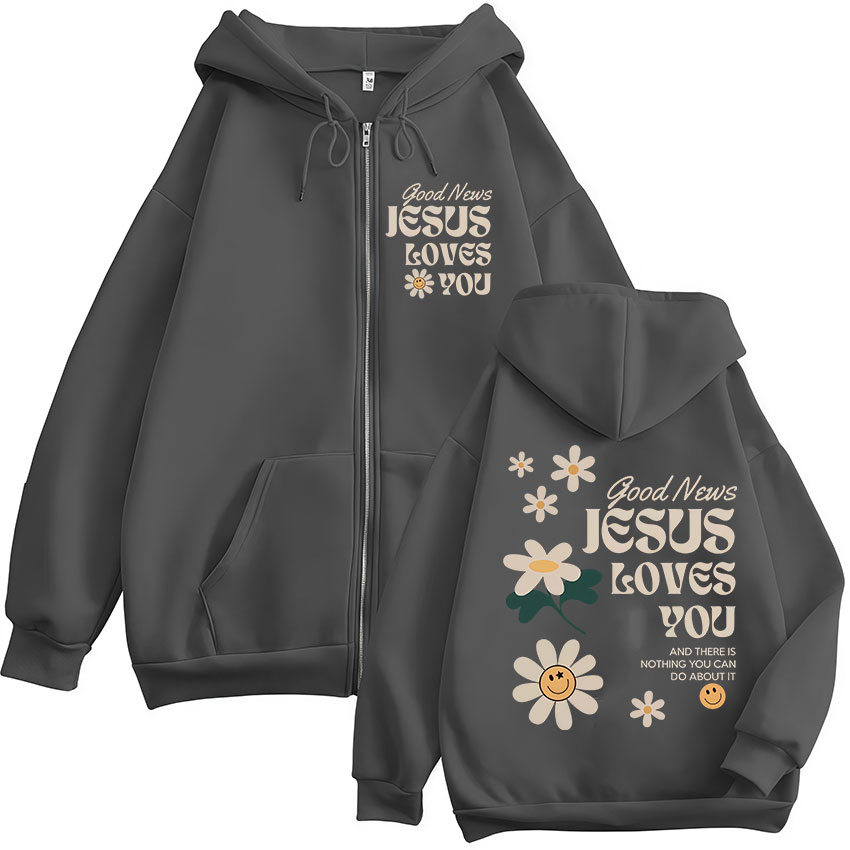 朗報です、イエスはあなたを愛しています クリスチャンジッパー - Mens Fashion Zip Up Hoodies のレビューと価格