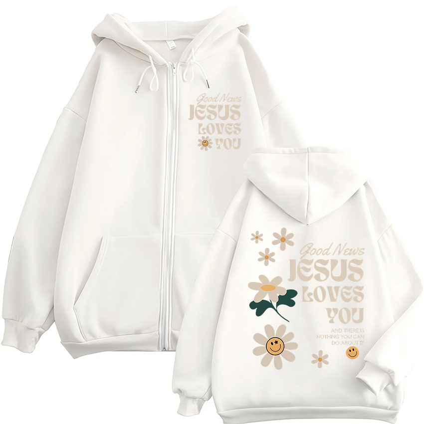 朗報です、イエスはあなたを愛しています クリスチャンジッパー - Mens Fashion Zip Up Hoodies のレビューと価格