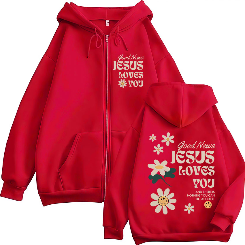 朗報です、イエスはあなたを愛しています クリスチャンジッパー - Mens Fashion Zip Up Hoodies のレビューと価格
