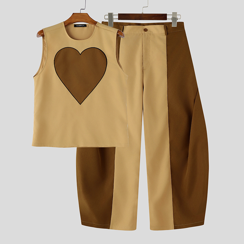 INCERUN メンズセット パッチワーク カラーブロック  - Mens Fashion Summer のレビューと価格