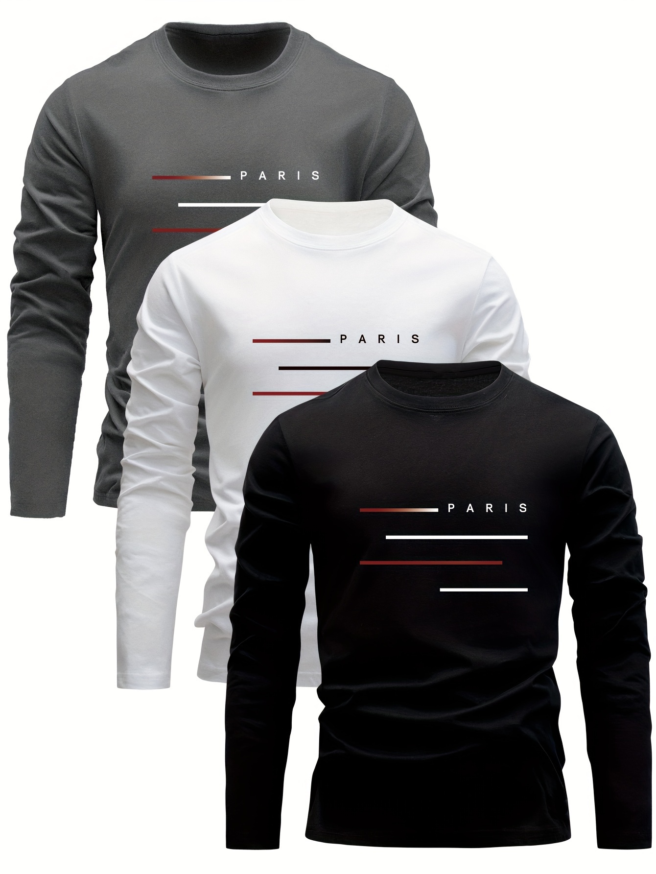 100％コットン素材、メンズ、長袖、ラウンドネック、ゆったり - Men'S Fashion T Shirts のレビューと価格