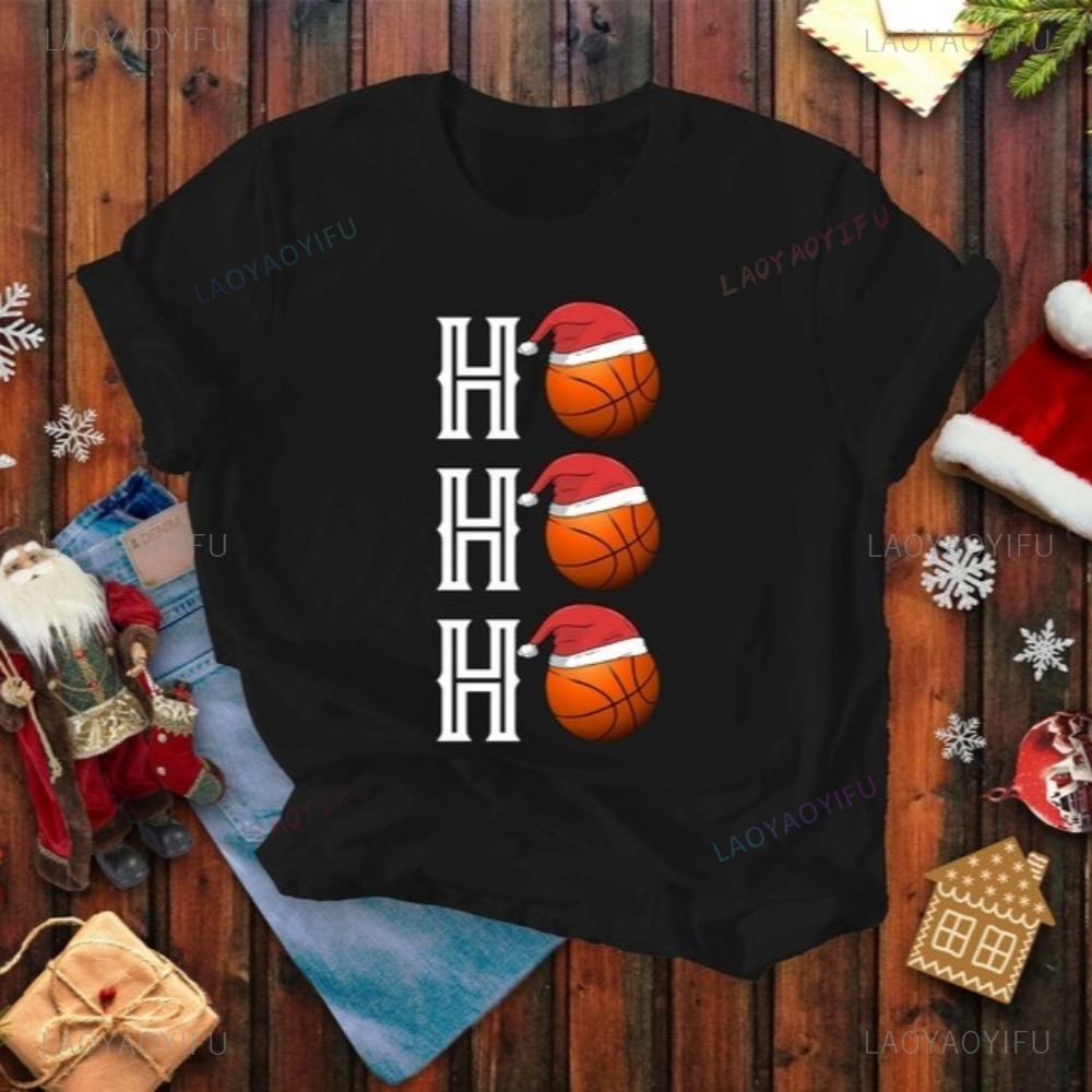 ホーホーホーバスケットボールサンタ帽子クリスマスコットンTシ - Men'S Fashion With Hat のレビューと価格