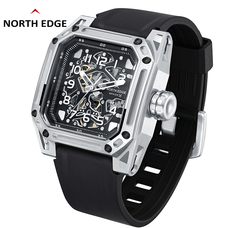 NORTH EDGE メンズ機械式時計ステンレス鋼スケルトン - Men'S Fashion X のレビューと価格